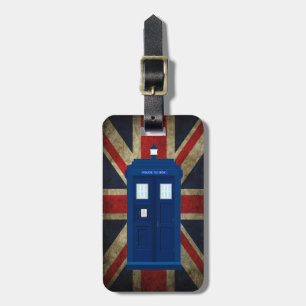 Étiquette À Bagage La police bleue téléphone le drapeau britannique