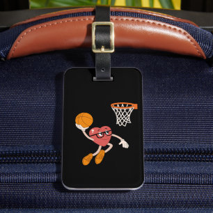 Étiquette À Bagage La Saint-Valentin Cœur Plongeant Basket-ball Migno