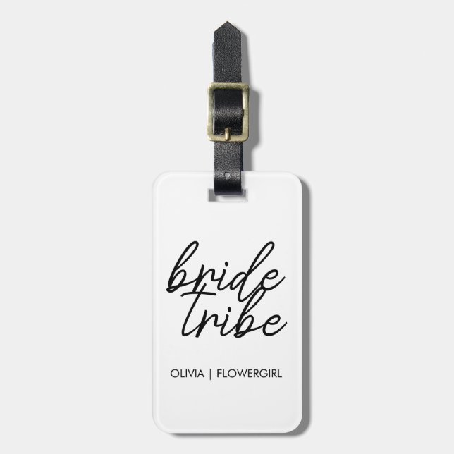 Étiquette À Bagage La tribu de la mariée | Demoiselle d'honneur Fleur (Devant Vertical)