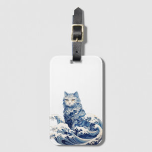 Étiquette À Bagage La Vague De Chat Au Large De Kanagawa