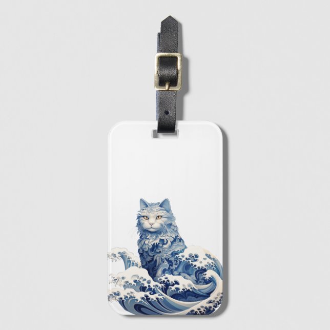 Étiquette À Bagage La Vague De Chat Au Large De Kanagawa (Devant Vertical)