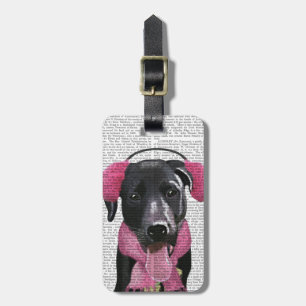 Étiquette À Bagage Labrador Noir Avec Bouteilles Oreilles