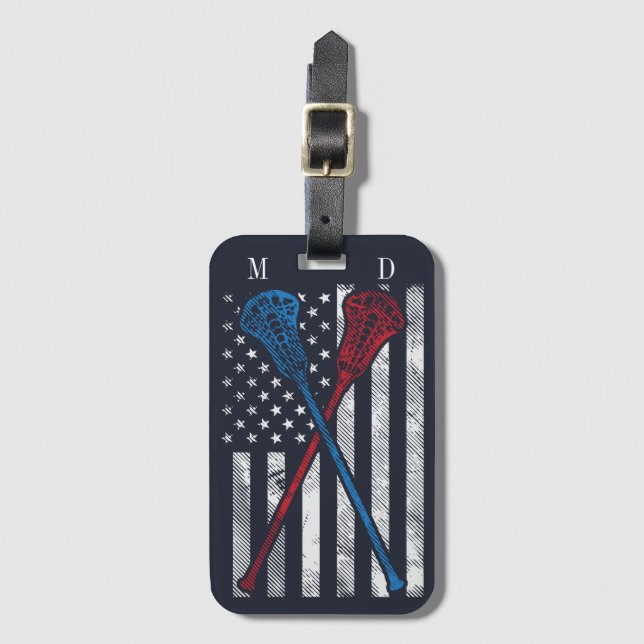 Étiquette À Bagage Lacrosse Sports Bats USA Drapeau personnalisé (Devant Vertical)