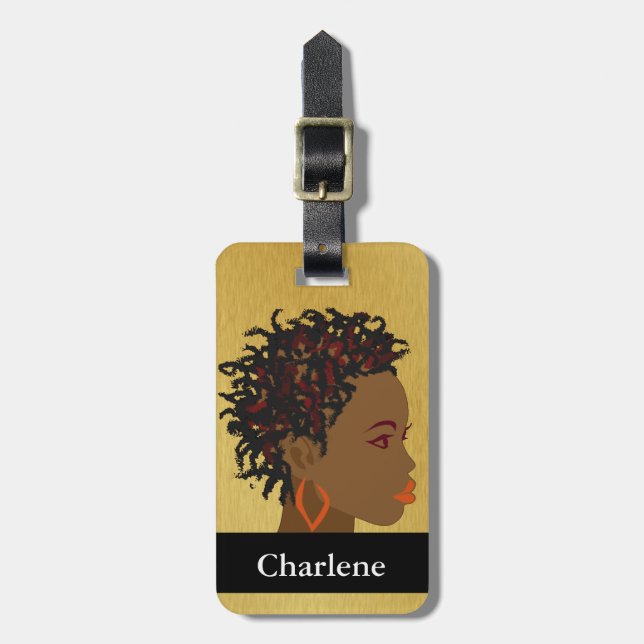 Étiquette À Bagage L'Afro tresse l'étiquette de bagage de torsions (Devant Vertical)