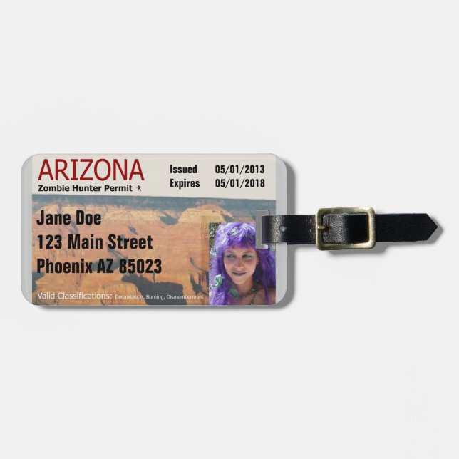 Étiquette À Bagage Laiss de chasseur de zombi de l'Arizona (Devant horizontal)