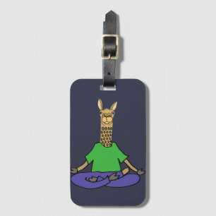 Étiquette À Bagage Lama mignon faisant la bande dessinée de yoga