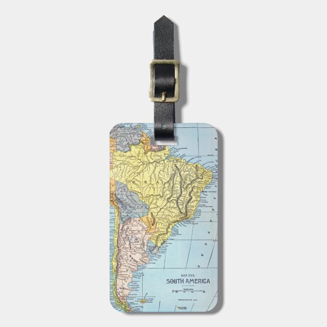 Étiquette À Bagage L'AMÉRIQUE DU SUD : CARTE, c1890 (Devant Vertical)