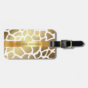 Étiquette À Bagage Lampart de girafe d'or personnalisé Peau bagage