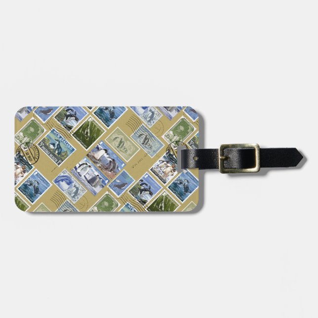 Étiquette À Bagage L'Antarctique - timbres-poste de pingouin (Devant horizontal)