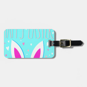 Étiquette À Bagage lapin de pâques heureux