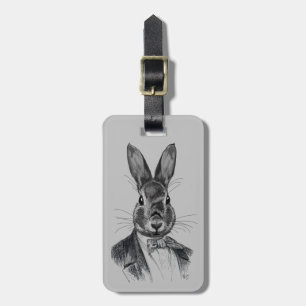 Étiquette À Bagage Lapin en portrait de costume
