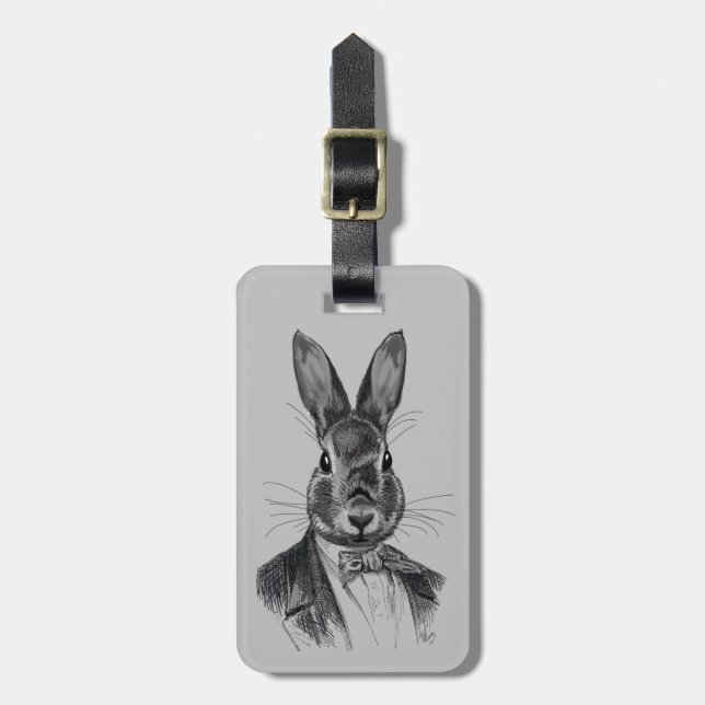 Étiquette À Bagage Lapin en portrait de costume (Devant Vertical)
