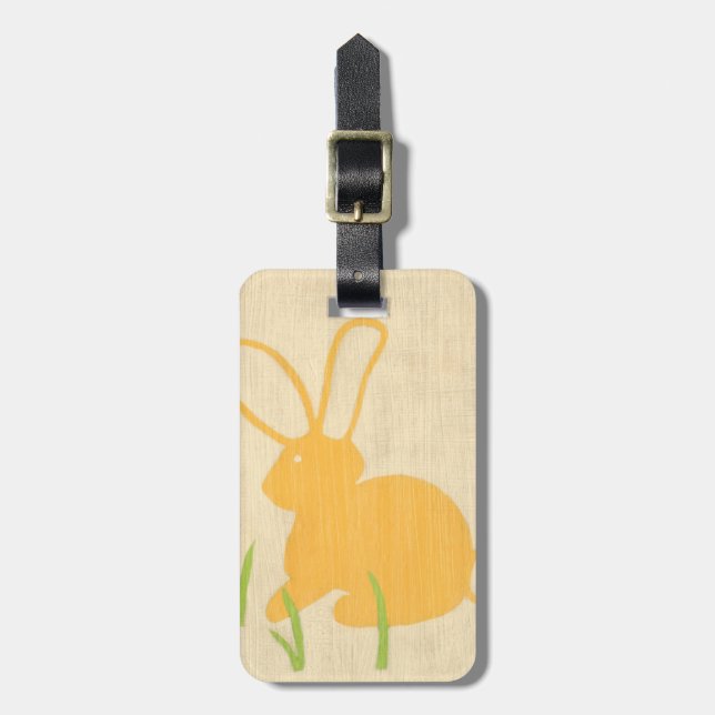 Étiquette À Bagage Lapin jaune et herbe verte par Chariklia Zarris (Devant Vertical)