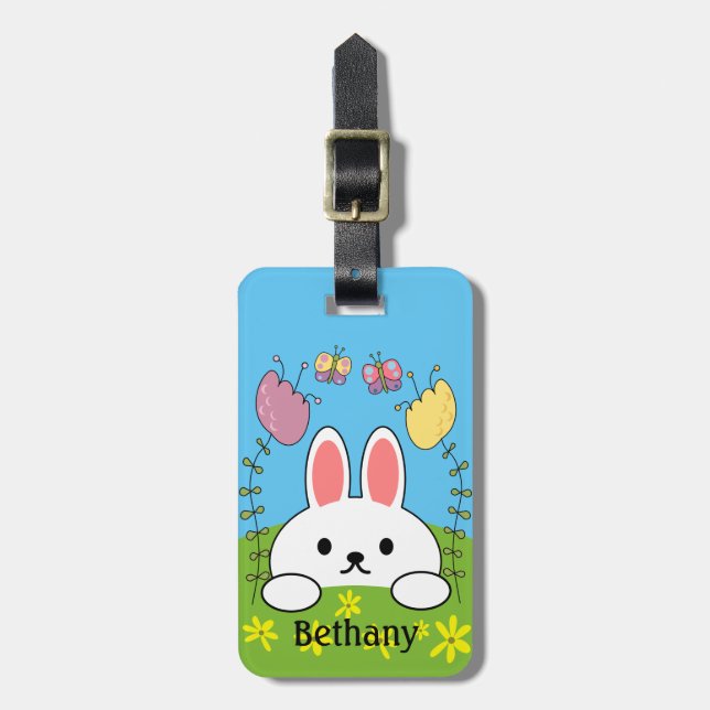 Étiquette À Bagage Lapin personnalisé (Devant Vertical)