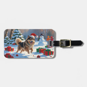 Étiquette À Bagage Lapphund finlandais coule la neige avec le Casquet