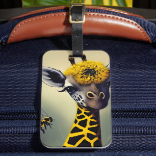 Étiquette À Bagage L'Art Numérique Fantaisiste de la Girafe Bourdonna