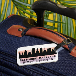 Étiquette À Bagage Latitude et longitude de Baltimore Skyline