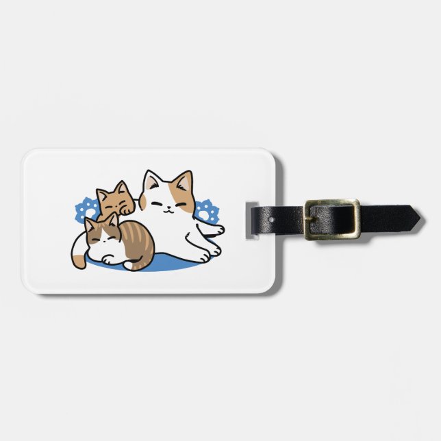Étiquette À Bagage Laze Furr Days - Cute Lazy Cats Design (Devant horizontal)