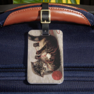 Étiquette À Bagage Le berceau de chat, un chat qui joue à la balle de