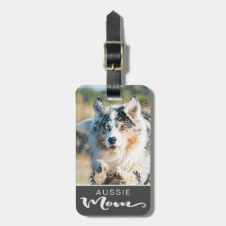 Étiquette À Bagage Le berger australien Aussie Maman Photo du chien