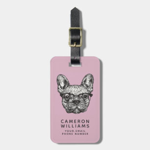 Étiquette À Bagage Le bouledogue de hippie ajoutent votre nom