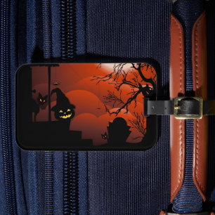 Étiquette À Bagage Le cauchemar de la lune sanglante d'Halloween