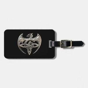 Étiquette À Bagage Le Celtic Trine de dragon argenté et noir noue