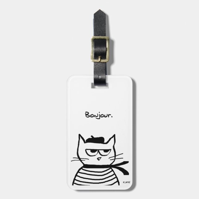 Étiquette À Bagage Le chat fâché est tellement très français (Devant Vertical)