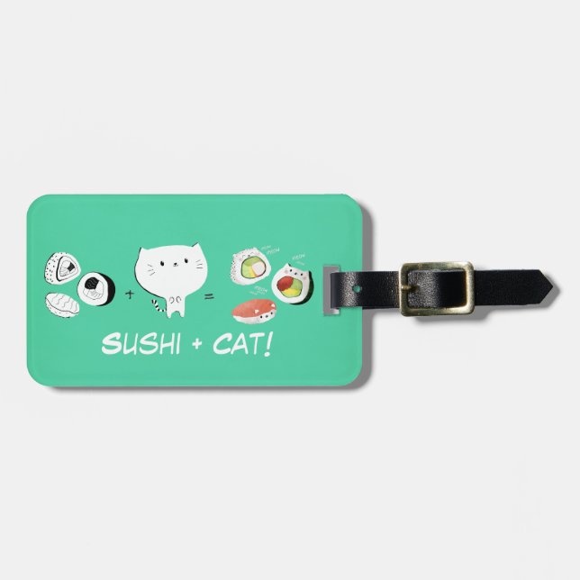 Étiquette À Bagage Le chat plus des sushi égale la gentillesse ! (Devant horizontal)