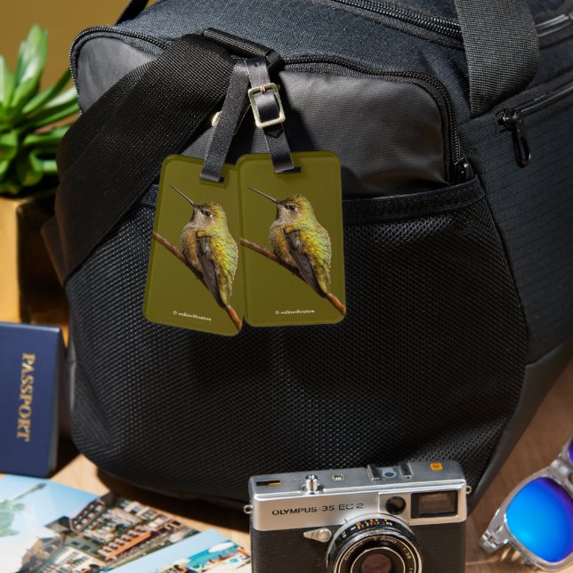 Étiquette À Bagage Le colibri d'Anna sur la Trumpetvine écarlate (Recto & Verso)