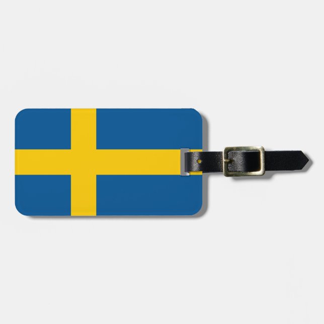 Étiquette À Bagage Le drapeau de la Suède a personnalisé l'étiquette (Devant horizontal)