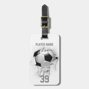 Étiquette À Bagage Le football déchiré (blanc personnalisé)