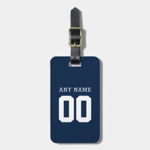 Étiquette À Bagage Le football fait sur commande bleu Jersey de nom