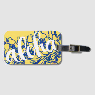 Étiquette À Bagage Le grand Aloha cierge jaune bleu fleurit des