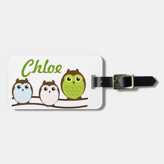 Étiquette À Bagage Le hibou personnalisent l'étiquette de (Devant horizontal)