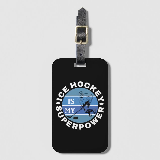 Étiquette À Bagage Le hockey sur glace est ma superpuissance (Devant Vertical)