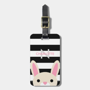 Étiquette À Bagage Le lapin curieux   barre le monogramme de  
