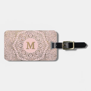 Étiquette À Bagage Le mandala décoré d'un monogramme   d'or