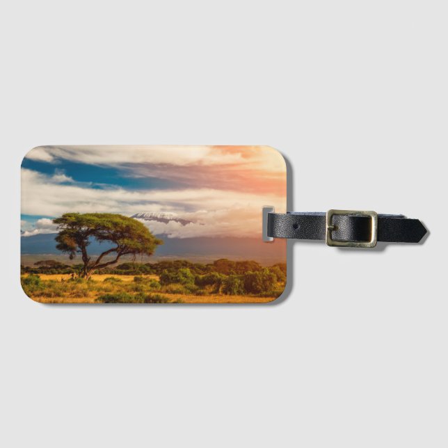 Étiquette À Bagage Le mont Kilimandjaro | Amboseli, Kenya (Devant Horizontal)