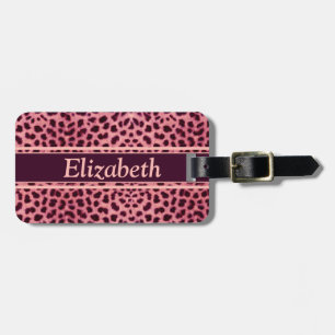 Étiquette À Bagage Le motif rose de peau de léopard personnalisent