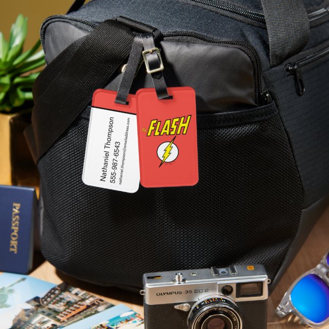 Étiquette À Bagage Le nom Flash et logo d'éclair (Recto & Verso)