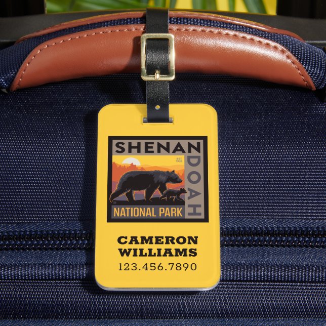 Étiquette À Bagage Le Parc national de Shenandoah | Mama Bear & Cubs (Insitu Rectoal 2)