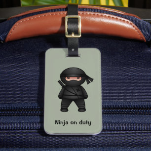Étiquette À Bagage Le petit guerrier de Ninja sur Sage Green