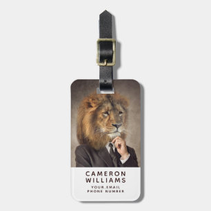 Étiquette À Bagage Le portrait d'un lion   ajoutent votre nom