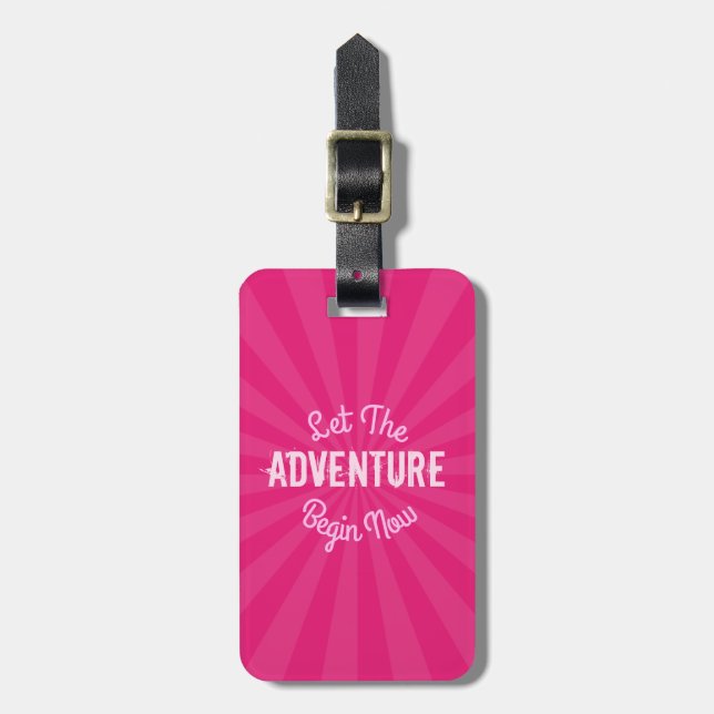 Étiquette À Bagage Le rose Girly a laissé l'aventure commencer (Devant Vertical)