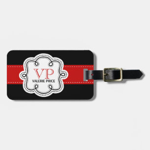Étiquette À Bagage Le rouge a piqué le monogramme Girly personnalisé
