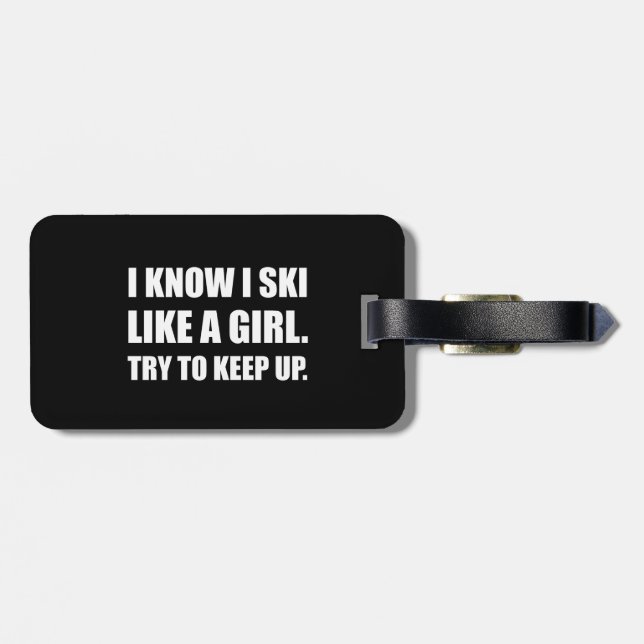 Étiquette À Bagage Le ski aiment la puissance de fille drôle (Dos horizontal)