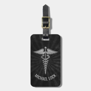 Étiquette À Bagage Le symbole Médicale argenté a personnalisé des