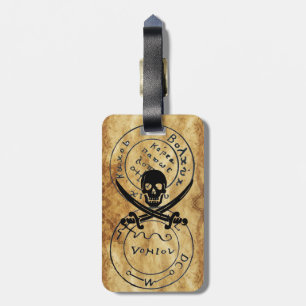 ÉTIQUETTE À BAGAGE LE TALISMAN/TRÉSOR ANTIQUES DE PIRATES TRACE LE