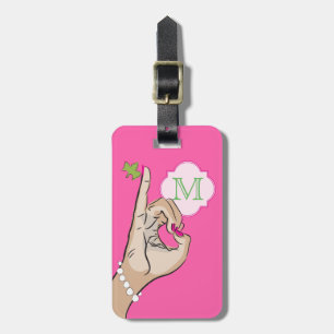 Étiquette À Bagage Le voyage assez de rose et de vert mettent en sac